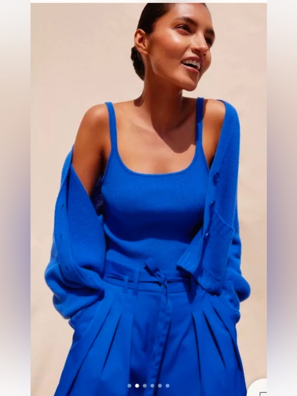 ME+EM S Small Cashmere Open Front V Neck Cardigan Layering Cobalt Electric Blue - Picture 4 of 12